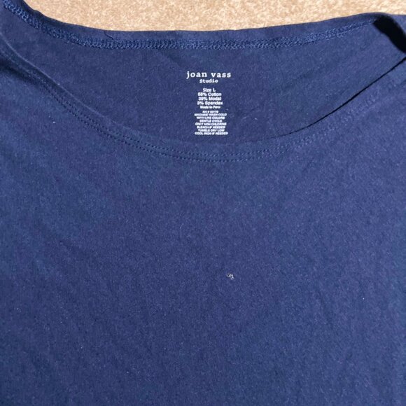 Joan Vass Sz LG Blue High Low Side Asymmetrical Long Sleeve Tunic (D) - Picture 3 of 7